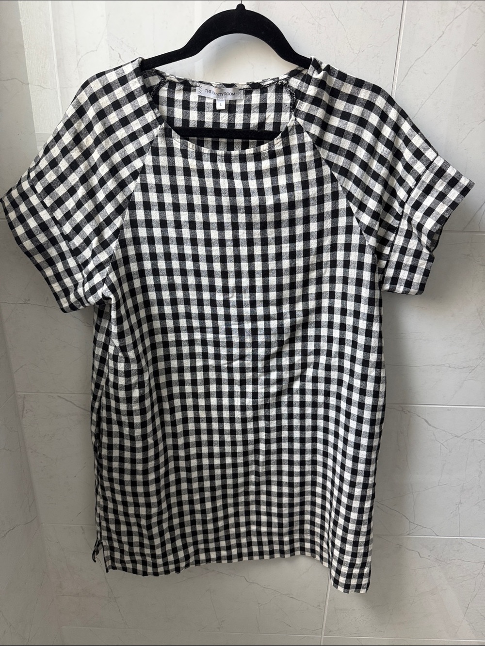 The Vanity Room Black and White Gingham Midi Dress
